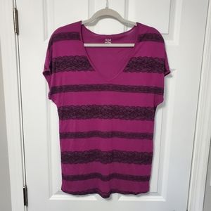Magenta top with lace design